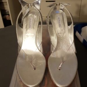 Beatrix Ong Princess Silver and Clear Bow Sandals